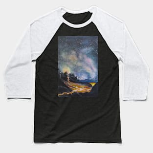 Caldera Volcano Under a Night Sky Baseball T-Shirt